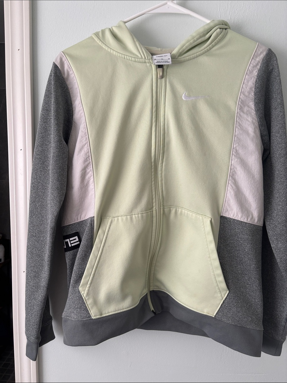 Nike Hooded Zip Jacket in Pale Green and Gray